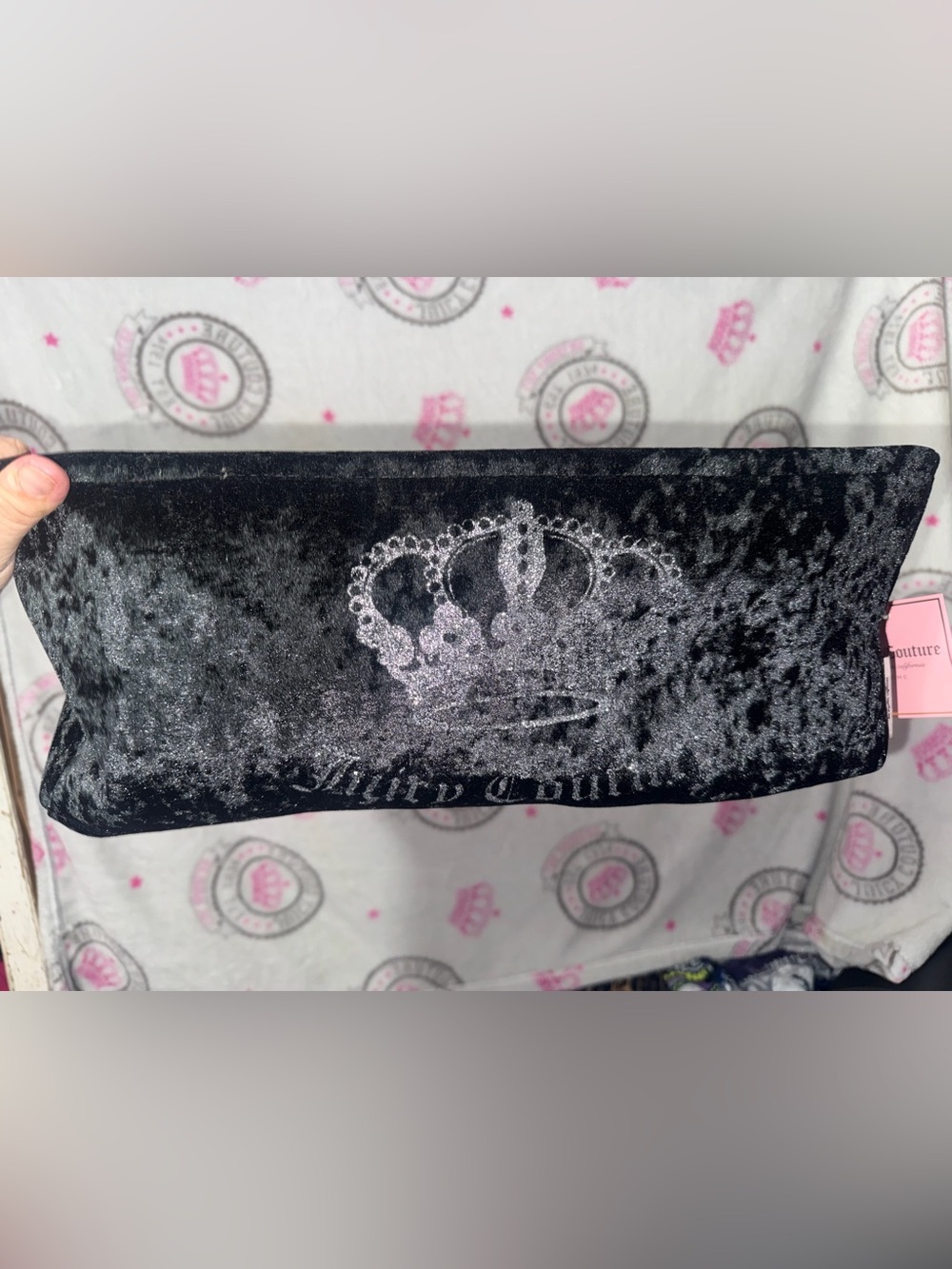 Juicy Couture Black Velvet Crown Storage Bin Basket